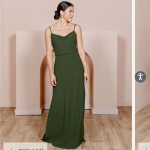 Revelry Skye Chiffon Dress in Deep Olive